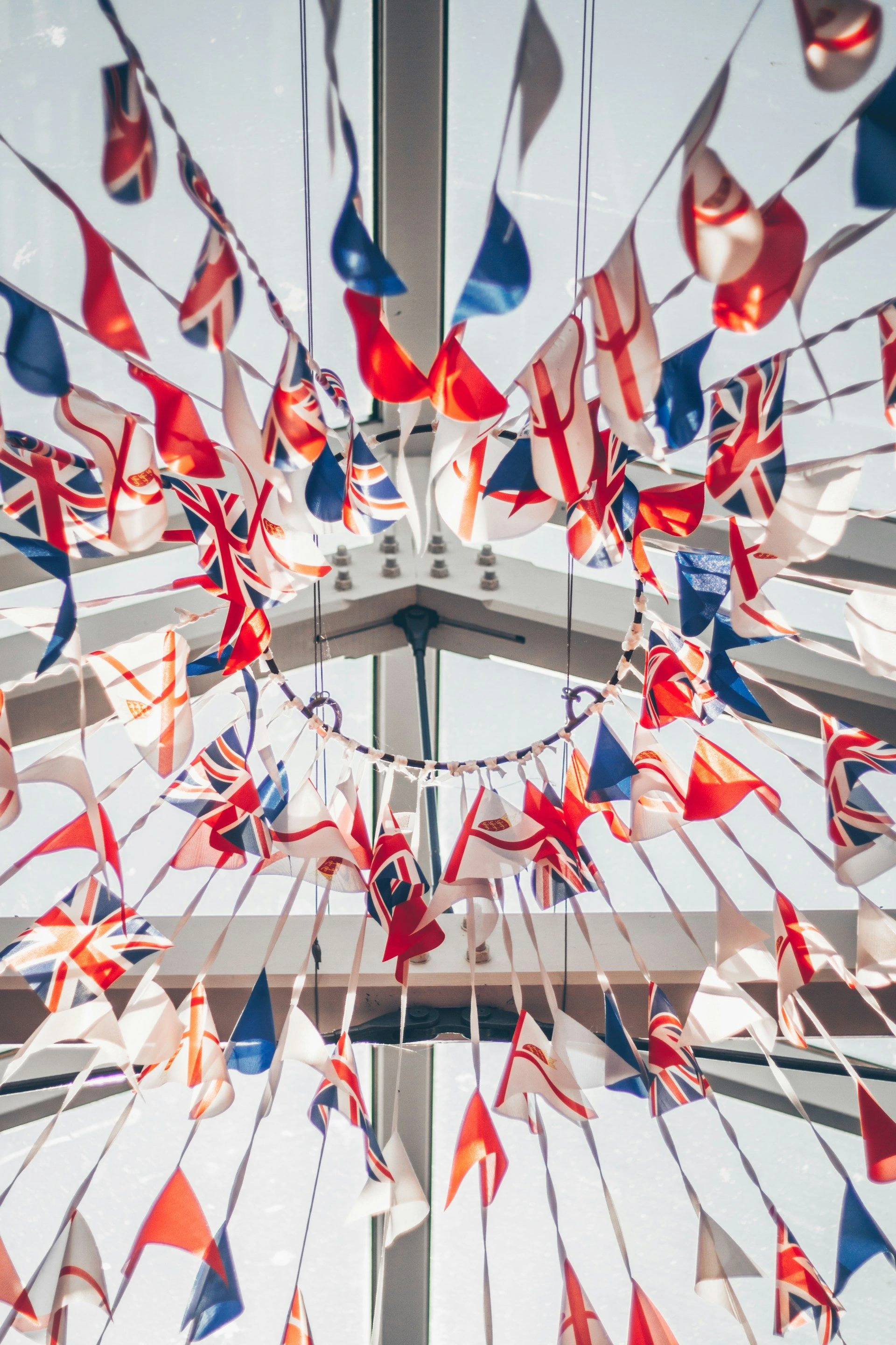 British flags on ropes
